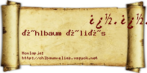 Öhlbaum Éliás névjegykártya